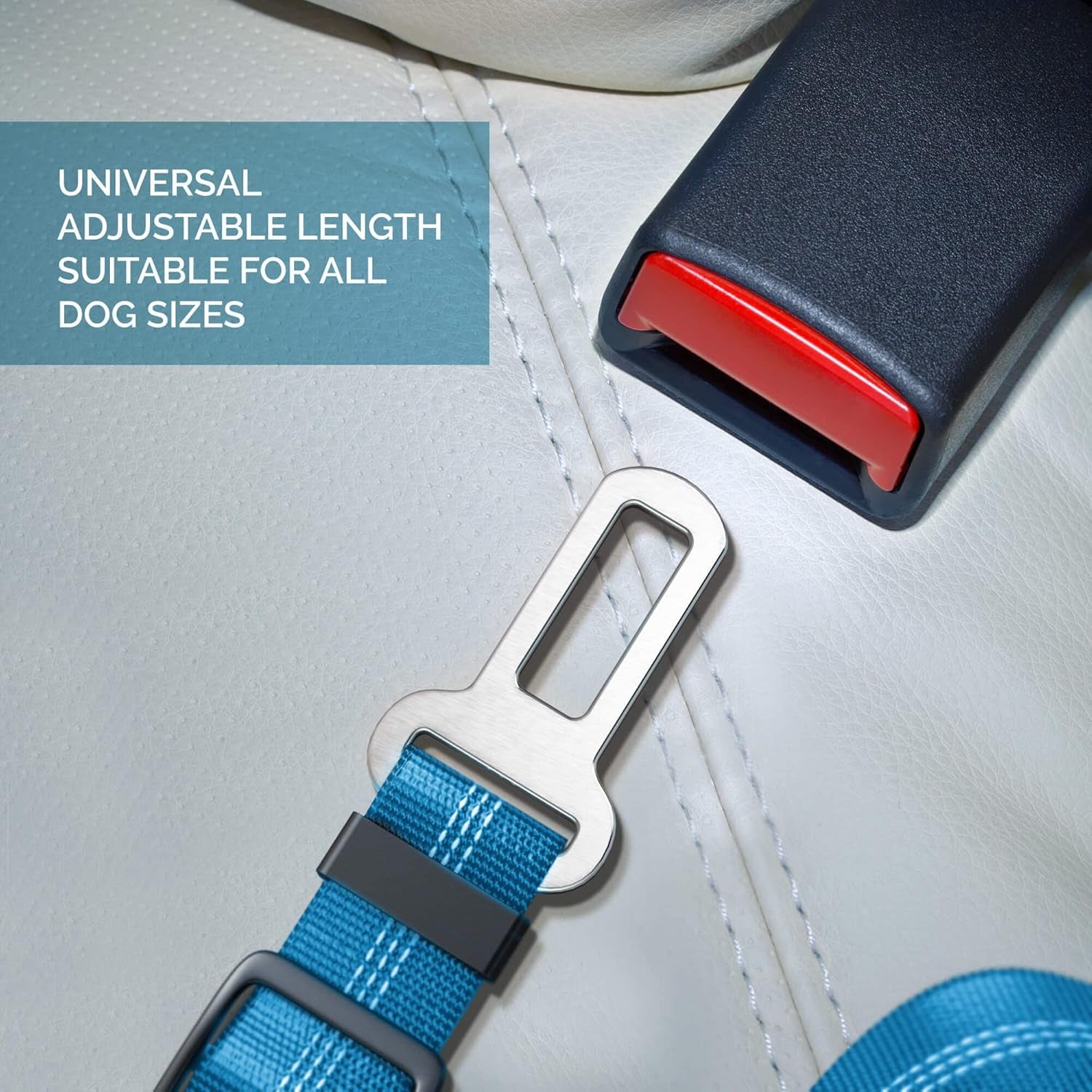 Adjustible Dog Car Harness | Seat Belt for Dogs with Elastic Bungee Buffer | Essential Dog Travel Accessories | Dog Car Leash Safety Restraint for Pets | Elastic (Blue)