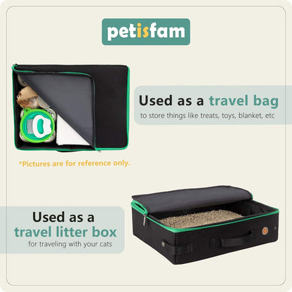 Portable Cat Travel Litter Box. No Leakage and Smell. One-Handed Carrying for Cats in Hotel, Car, Airplane