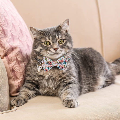 Cat Collars, Cat Collar Bandana, Cat Collars for Girl Cats, Breakaway Cat Collar, Kitten Collar, Cat Collar with Bow Tie, Kitten Collar with Bell, Personalized Flower Cat Collar for Male Female Cats